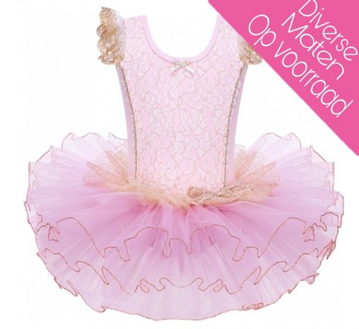  Balletpakje Fairy Roze Goud Tutu maat 92-140