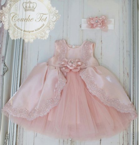 Baby Bruidsjurk  Dreamgirl Dusty Pink Couche Tot 3-24 maanden.