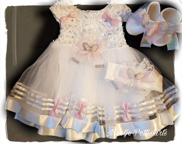 Baby Jurk Newborn Vlinder Sparkles 5 delig ivoor roze