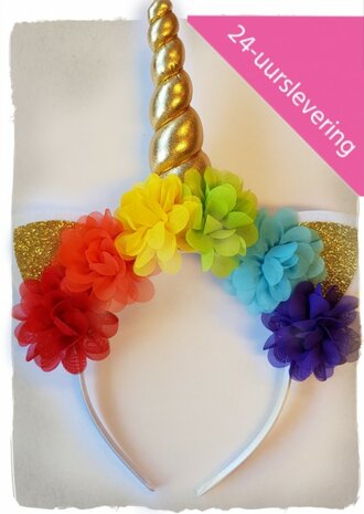 Unicorn diadeem rainbow bloem