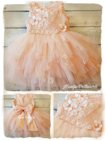 Feestjurk tutu kant ultra Luxe Peach Lina & Diadeem 98-128