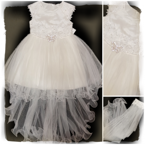 Bruiloft jurk meisje Off White sparkel vlinder  98-128