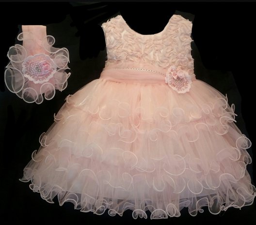 Luxe baby jurk Layered Pink Couche Tot newborn -24 mnd