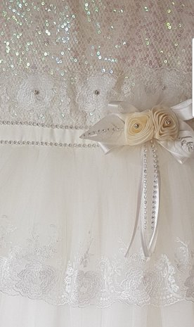 Bruidsmeisje jurk lang ivoor Sequin flower 110-140 