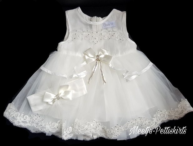 baby jurk Feest & Bruiloft Luxe Ivoor Strik met haarband Tot 0-24 maanden