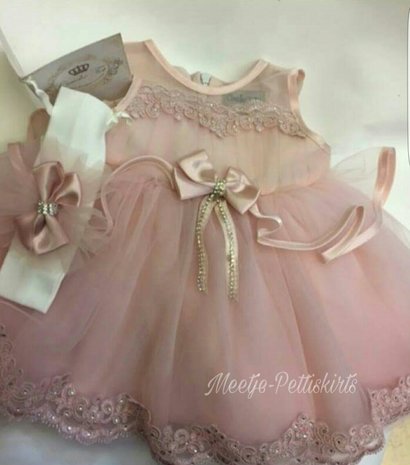 Luxe baby jurk Dusty Pink Couche Tot 3-24 maanden.