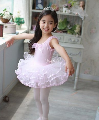 Balletpakje Light pink bow elegant maat 110-152.