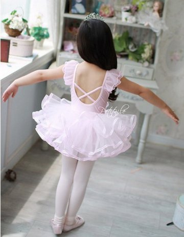 Balletpakje pink bow elegant maat 110-152. - meetje-pettiskirts