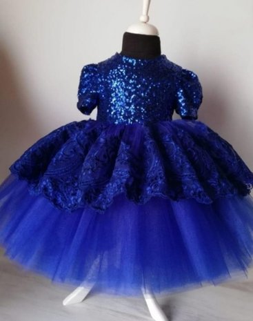 Tutu jurk bruiloft Extra Vol Grote Strik met kant Royal blue