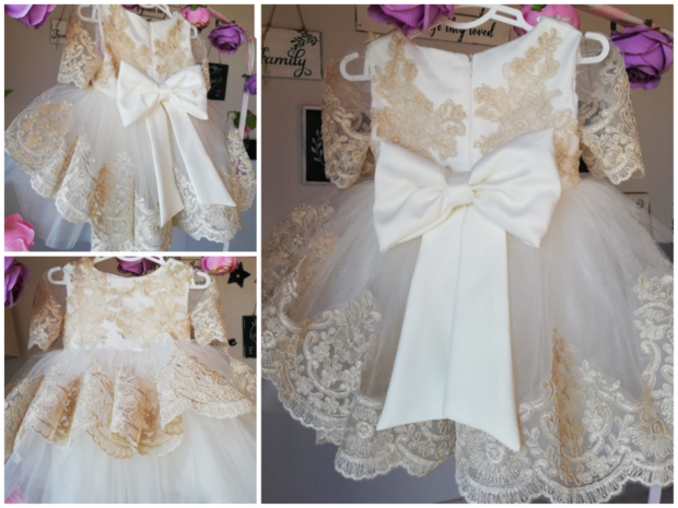 Bruidsmeisje jurk - communie jurk Luxe Handmade maat 56 tm 176 