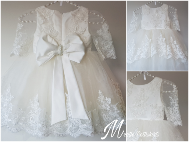 Bruidsmeisje jurk & Doop jurk Pearl Luxe kant Ivoor maat 56 tm 176 