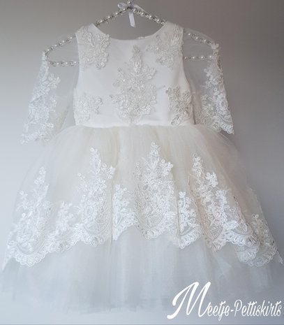 Bruidsmeisje jurk & Doop jurk Pearl Luxe kant Ivoor maat 56 tm 176 