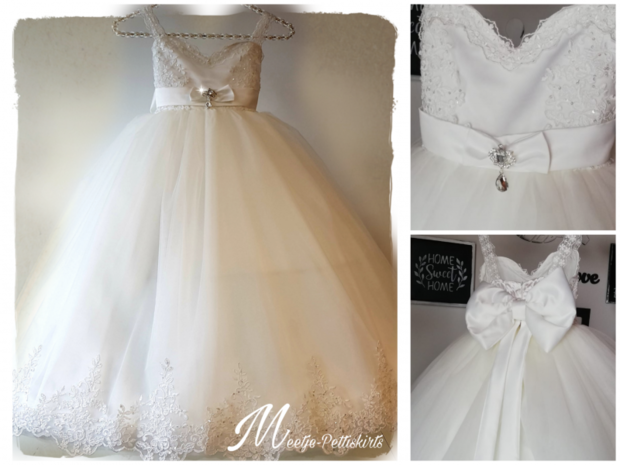 Communie jurk - Bruidsmeisjes jurk handgemaakt luxe ivoor Classic Miracle 2jr tm 16jaar