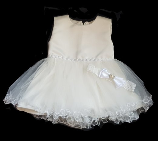 Baby doop jurk & Bruiloft jurk flower Visara ivoor 3 delige set