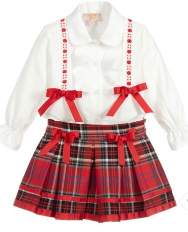 Rok & Blouse Tartan set Boutique collection Spanisch Style NEW 