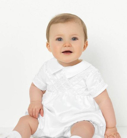 Doop romper baby jongen ivoor Luxe 2 delig