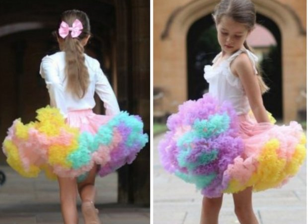 Petticoat Luxe Roze rainbow Strik KIDS