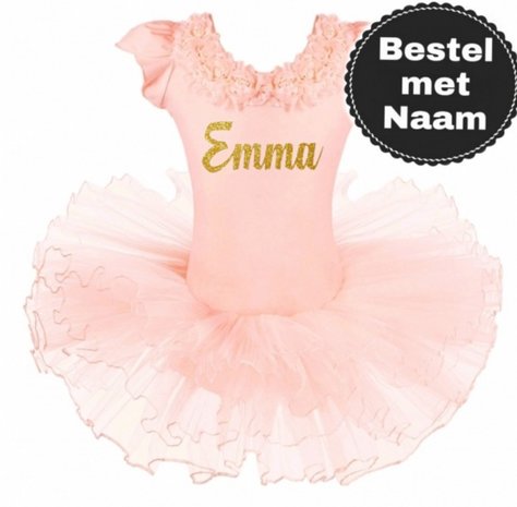  Balletpakje romantic peach Tutu Met NAAM maat 98-140