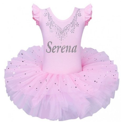 Balletpakje Tutu Roze Sparkle Style met Naam maat 92-140 NEW