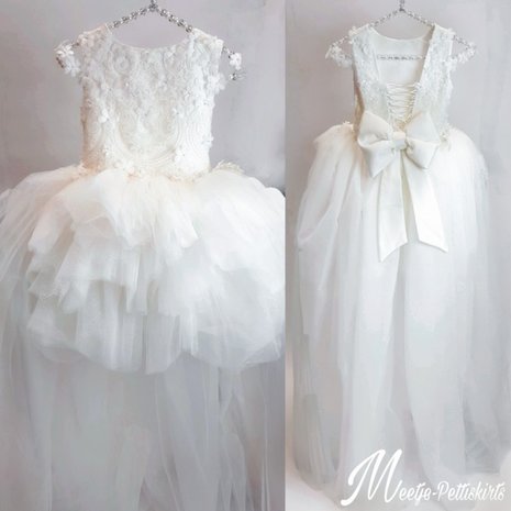 Communie jurk kant & Bruidsmeisjes jurk ivoor Ultra Luxe handmade 56 tm 176 NEW