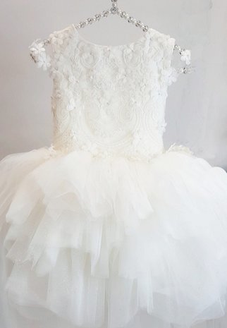 Communie jurk kant & Bruidsmeisjes jurk ivoor Ultra Luxe handmade 56 tm 176 NEW