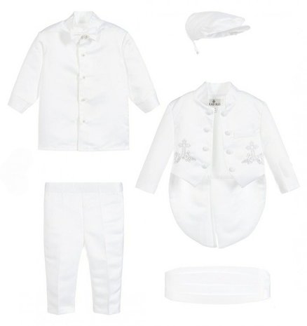 Doop kostuum jongen 6delige set off white