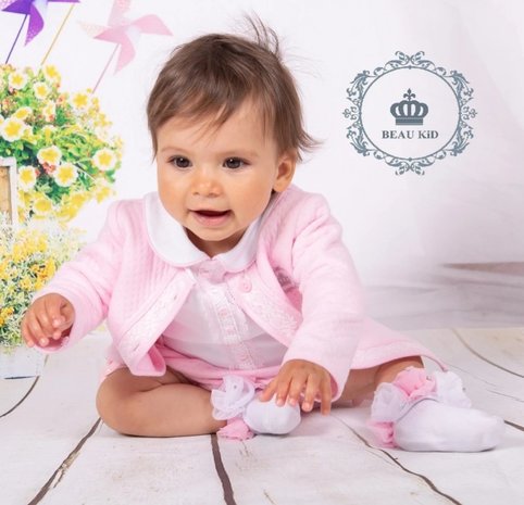 baby set Luxe  Vestje - top - broekje Roze + NEW
