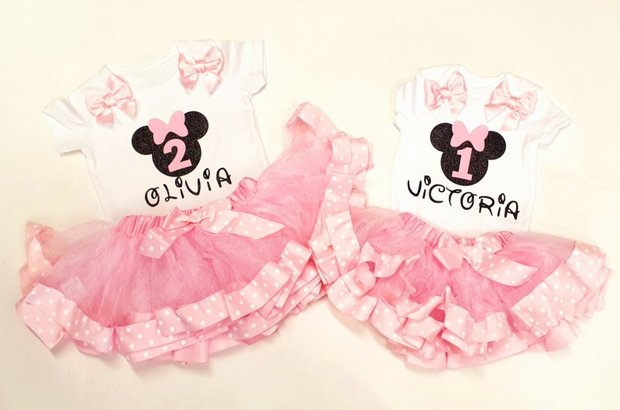 Minnie Mouse tutu Roze verjaardag set Met Naam