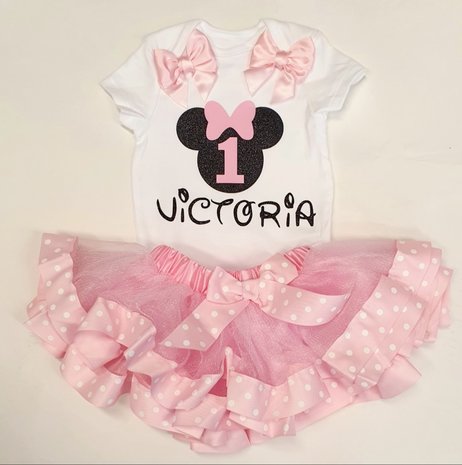 Minnie Mouse tutu Roze verjaardag set Met Naam