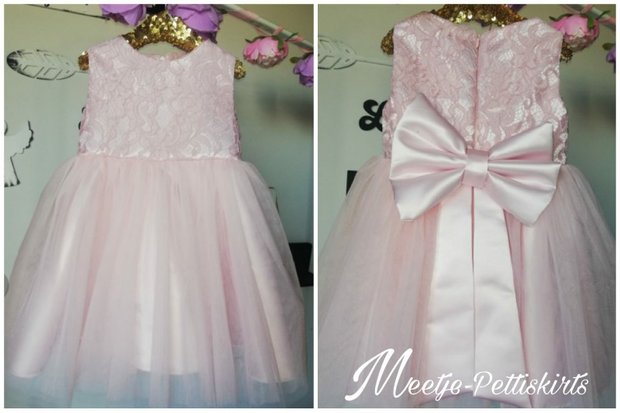 Licht roze feestjurk Classic Lace top Atelier Handmade 50 tm 186 