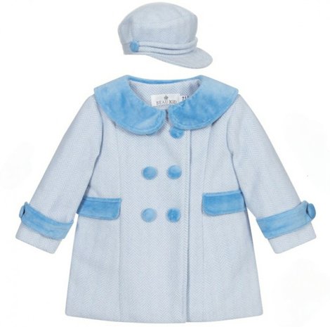 Gevoerde Mantel jas blauw met bijpassende pet