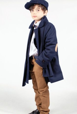 Gevoerde Mantel jas blauw met bijpassende pet + sjaal