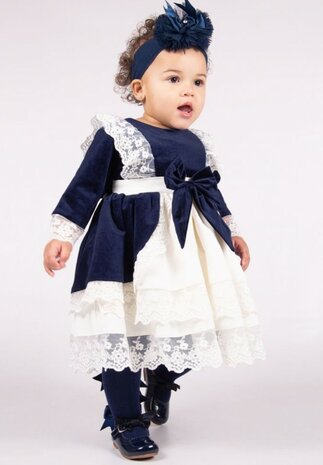 Fluwelen jurk donkerblauw met lange mouw baby & kids NEW