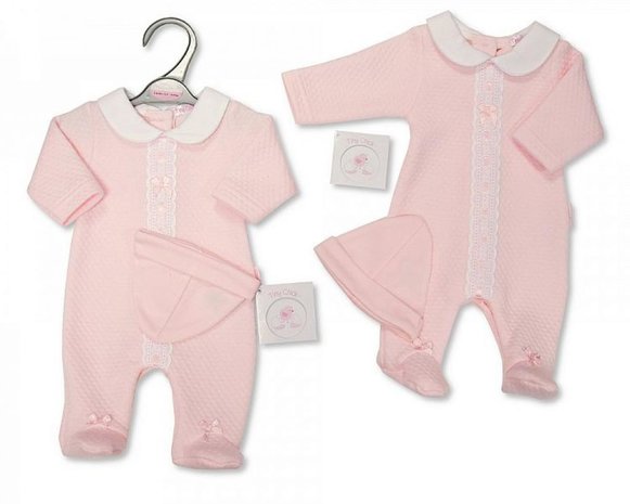Boxpakje Prematuur Roze met Pointelle en kant maat 44