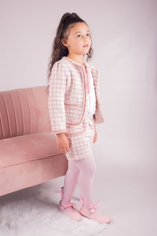 Complete set Roze Ecru  broek colbert en blouse Luxury Spanisch girl Style 