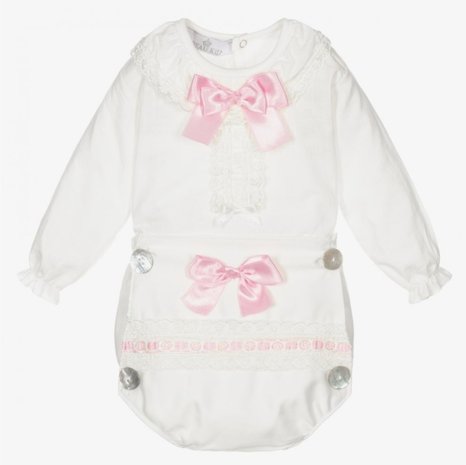 Baby set Top en broekje roze ivoor Spanisch Style 