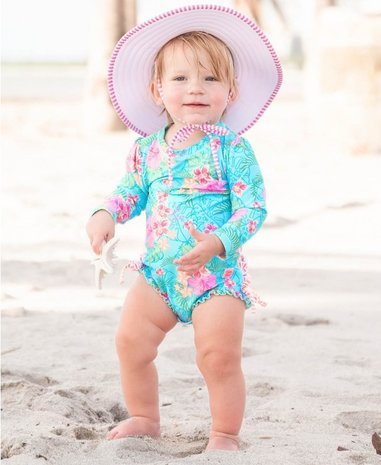 Baby zwempakje lange mouw bloemen op water 56-92 