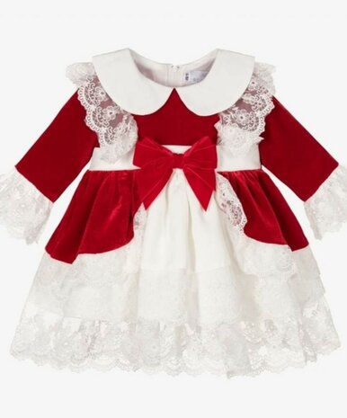 Fluwelen jurk rood met lange mouw baby & kids NEW