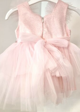 Roze baby jurk  62-92 + haarband 