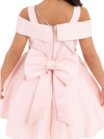 Feestjurk meisje powder pink  met tasje 92-122