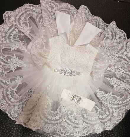 Doopjurk & Bruidsmeisjesjurk Lace Barok Handgemaakt  Ultra luxe 56 tm 176 