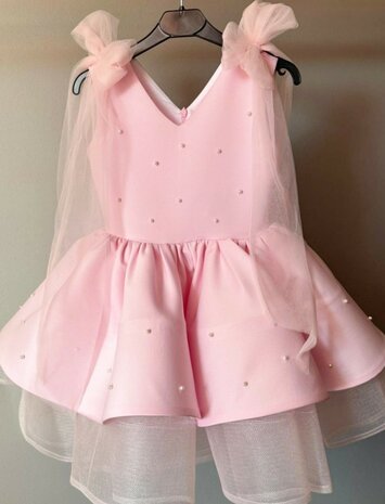 roze feestjurk met pareltjes 80 tm 146