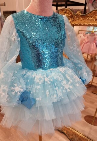Elsa frozen jurk met tutu en  lange mouw  