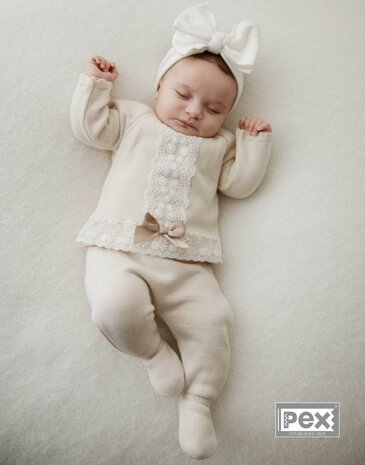Setje 3delig knit beige babygirl   