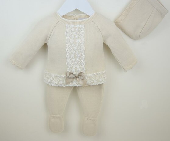Setje 3delig knit beige babygirl   