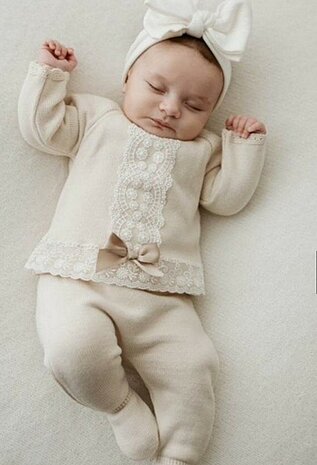 Setje 3delig knit beige babygirl   