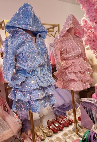 Setje voor meisjes blauw glitter 
