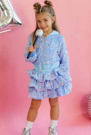 Setje voor meisjes blauw glitter 