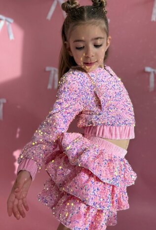 Setje voor meisjes roze glitter Luxe 