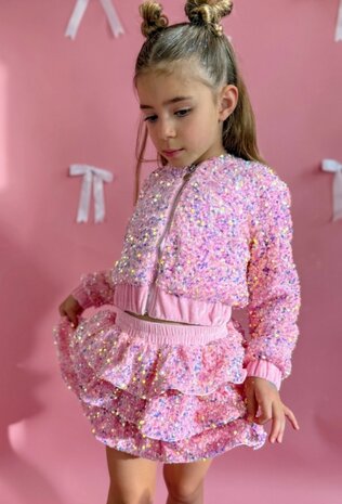 Setje voor meisjes roze glitter Luxe 